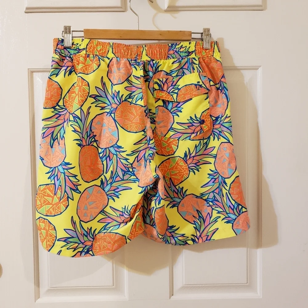 Tipsy Elves Bright Pineapple Mens Swim Trunks Medium